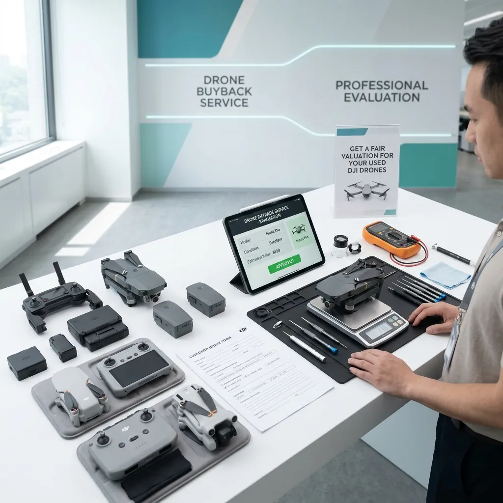 โดรน DJI มือสองพร้อมอุปกรณ์สำหรับตรวจสภาพก่อนประเมิน